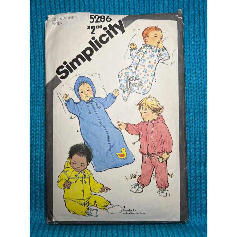 Simplicity pattern 5286 Baby blanket sleeper coverall pants hooded jacket